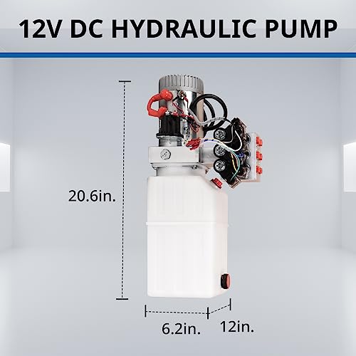 Image of Hydraulic Pump 6 Way 6 Quart Hydraulic Power Unit 1.6-3KW Hydraulic Lift DC 12V 3200 PSI Double Phase Electric Hydraulic Car Lift Pump for Car Lifting Platforms