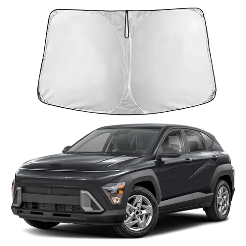 Image of EcoNour Windshield Sun Shade for Hyundai Kona 2024-2026 | Front Window Sunshade | Foldable Car Sun Protector | Blocks UV Rays & Keeps Interior Cooler