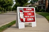 Edwin Santa Nice List Folding Coroplast A-Frame Double-Sided 23in x23in