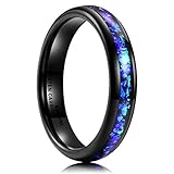 King Will Mens 4mm Black Tungsten Plating Wedding Ring Inlay Blue Purple Fragments Engagement Band 9