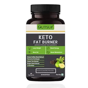 Outsup Natural Keto Fat Burner and Weight Loss Supplement for Men and Women with Garcinia Cambogia Extract, Green Coffee Beans Extract, and Green Tea Extract- 60 Veg Capsules