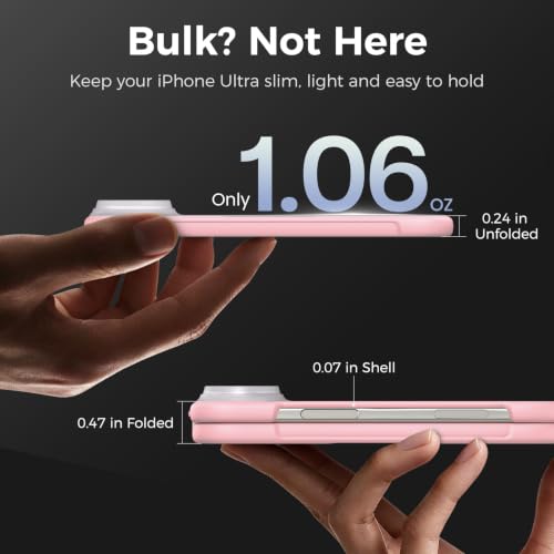 Slim for iPhone Duo Case Fit for MagSafe with Screen Protector, Pink | Hinge Protection, Translucent Matte Magnetic Back, 18FT Military Grade Drop Proof, Phone Case for iPhone Duo - image 2