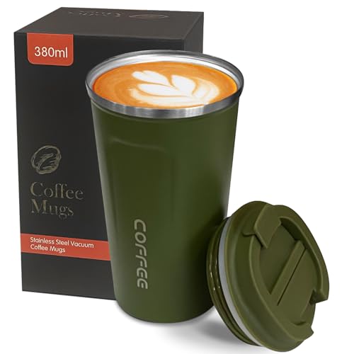 Image of Insulated Travel Coffee Mug, Stainless Steel Coffee Cup with Leakproof Lid
