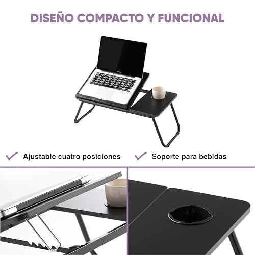 Table pliante robuste KitHome Plus design noir épuré 55 cm - 8