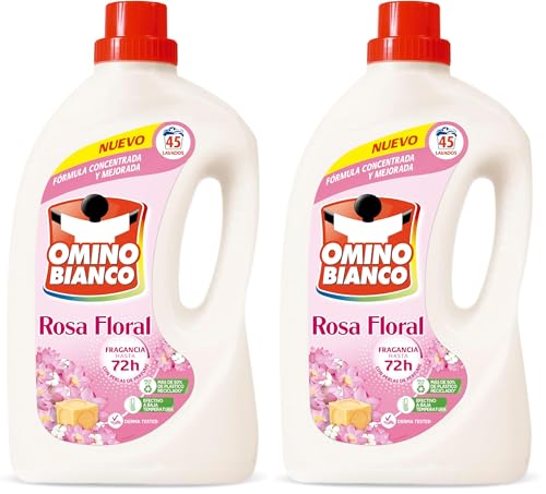 Omino Bianco Detergente Líquido Rosa Floral 45 Dosis, 1800ml (Paquete de 2)