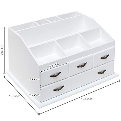 Shabby Chic White Wood 8 Trays 4 Storage Drawers Jewelry/Makeup/Cosmetics Organizer Display Rack