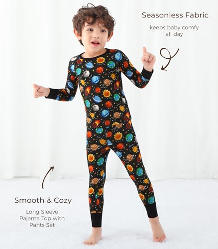 Image of Toddler Boys Girls Clothes Viscose from Bamboo Long Sleeve Top and Pants Clothing Set Soft 2Pcs Kid Outfit