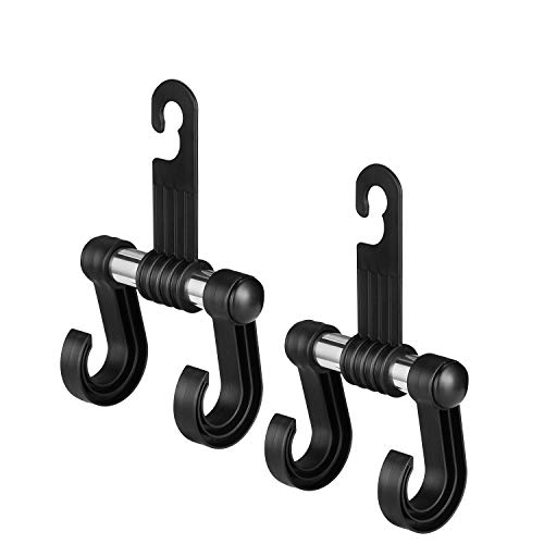 Car Hooks Back Seat Headrest Hook Universal Auto Vehicle Headrest Hanger Storage Organizer for Hang Groceries Clothes Umbrella Handbags Water Bottles Kids Toys Baby Supplies(Black-set of 2)