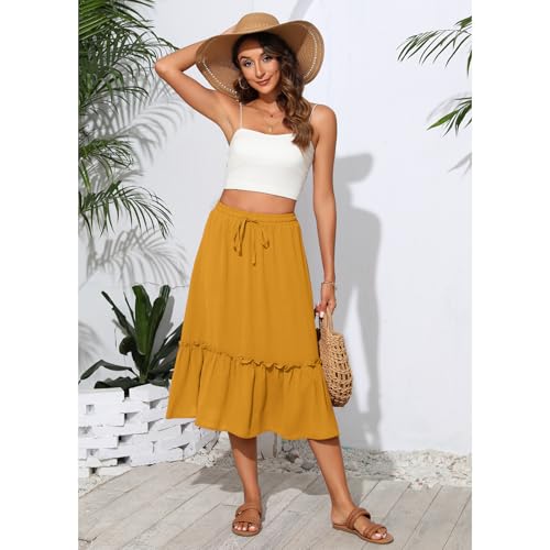 Image of Witsmile High Waist Tiered Skirts for Women Flowy Skirts for Women Long Length with Pockets 2026 Fashion Trendy