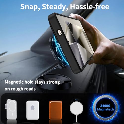 Image of MagPro L Case with Stand for Samsung Galaxy S25 Ultra | Strong Magnetic Compatible Cover, Hybrid Hard PC Back, Soft TPU Bumper, Shockproof Armor, Scratch Resistant | Translucent Matte Black