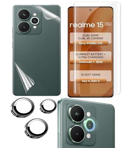 Image of UV Tempered Glass Screen Protector Compatible for realme 15 5G | Front And Back Screen Guard With camera lens protector (Combo)