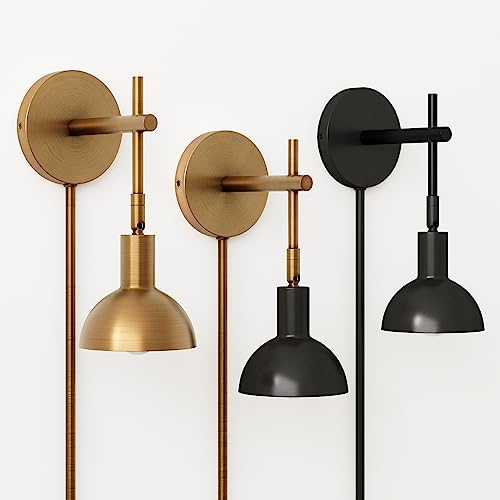 Nathan James Tamlin Wall Light Fixture, Wall Mounted 1-Light Lamp, Plugin Sconce with On/Off Switch for Living Room, Reading Nook or Bedroom, Vintage Brass/Matte Black by Nathan James - Image 6