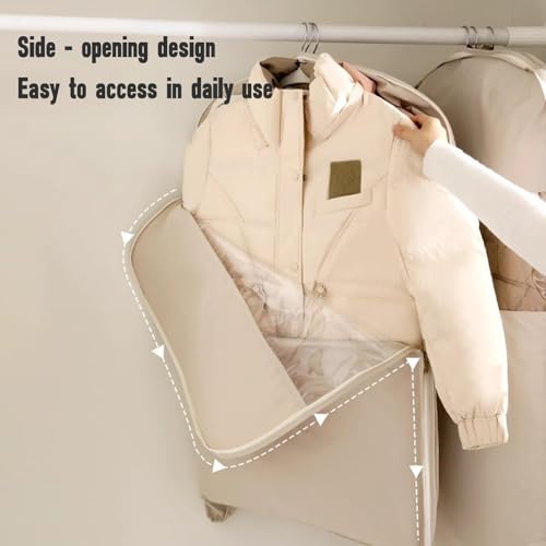 Space Saver Closet Organizers, Space Saving Hanging Garment Bag, Dust Cover Clothes Bags for Down Coat with Self Compression (B1, Medium (90cm))3