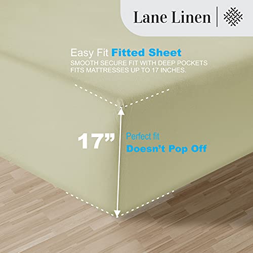 Image of LANE LINEN 100% Egyptian Cotton Sheets, Sustainably Produced Eco Friendly Luxury Hotel Like Thick sabanas Twin, 16 inch Reinforced French Seam deep Pocket Bed Sheets Twin-Lagoon Breeze