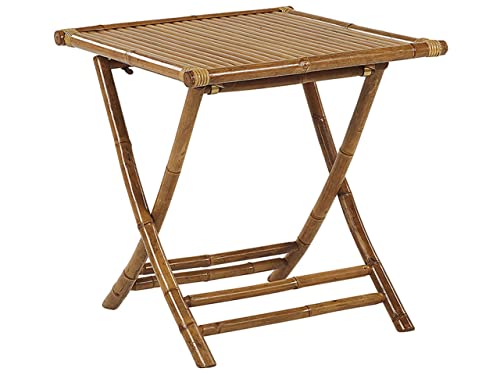 Beliani Mesa de balcón de bambú de Madera Natural 70 x 70 cm Mesa de Centro Plegable Interior y Exterior Molise