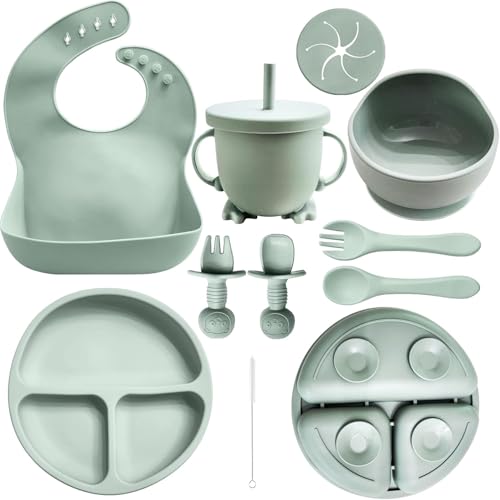 10 Piece Baby Feeding Set | 100% Food Grade Silicone | Non Slip |...