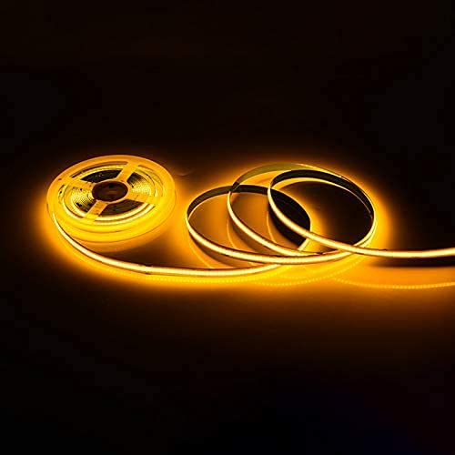 Image of 16.4FT /5M COB Flexible LED Strip Light DC12V /24V 528leds /m Bendable Tape (12V, Yellow)