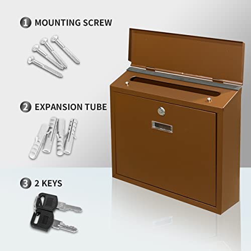 Yoocabinet Mailbox Wall Mount,Large Capacity Locking Mailbox For Outside,Galvanized Steel Cover And Rust-Proof Metal Post Box 14.2"X9.1"X4.0" Black,Mb008B #TOP5