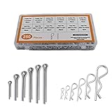 DREAMLANDSALES 250PCS Hitch Pin Cotter Pin Assortment Kit,Zinc Plated Steel Hitch Pin Hair Pins R...