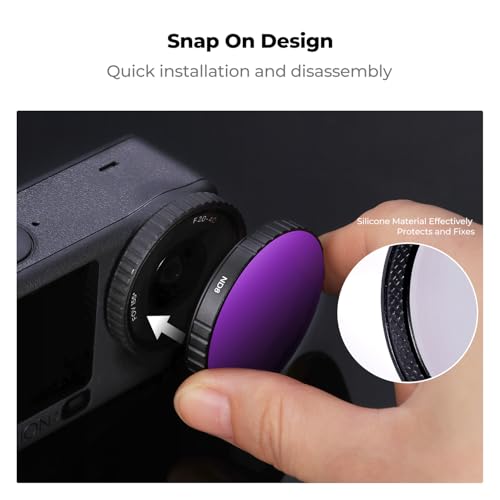 Image of K&F CONCEPT Snap On ND Filter Kit Compatible with DJI Osmo Action 6, 4 Pack ND8 ND16 ND32 ND64 Light Reduction Neutral Density Filters HD Optical Glass /Multi-Coated Action Camera Accessories