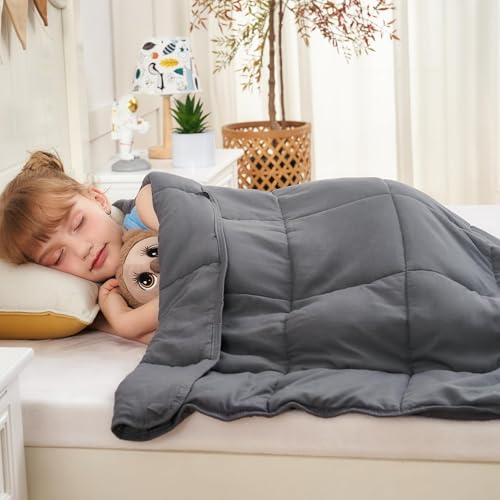 yescool Weighted Blanket 5 Pounds Cooling Weighted Lap Blanket, Grey Heavy Blanket for Sleeping, Weighted Throw Blanket Gift for 40-60lbs, 36"x48" - Image 3