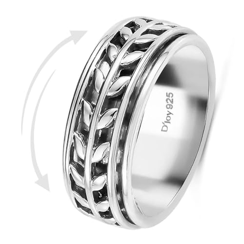 SHOP LC Fidget Rings Anxiety Rings for Women in 925 Sterling Silver Spinner Ring Platinum Plated Leaf Fidget Jewelry for Women Anniversary Birthday Gifts Size - 10