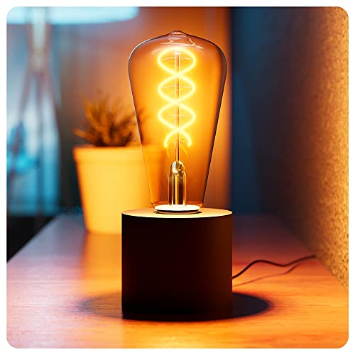 SSC-LUXon NAMBI Edison Vintage Tischlampe schwarz inkl. Filament E27 LED Birne warmweiß - Nachttischlampe mit Kabel und Schalter