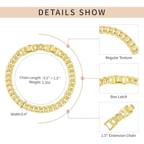 Image of KissYan Gold Ankle Bracelets for Women, 14K Gold Anklets Chunky Cuban Link Chain Summer Beach Foot Jewelry Gifts for Women