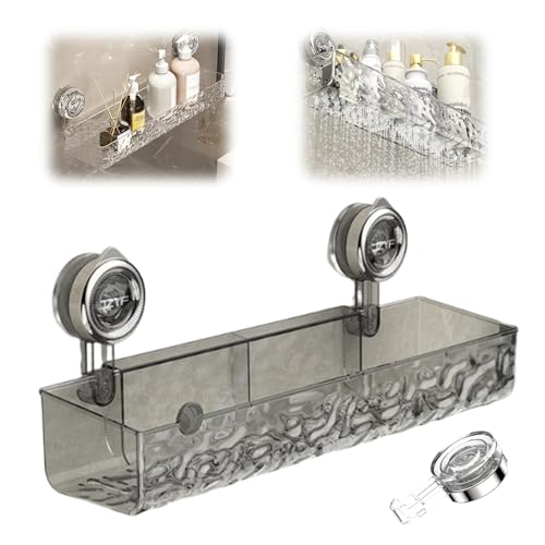No-Drill Suction Cup Shower Caddy - Wall-Mounted Bathroom Storage Shelf Strong Waterproof Rack for Shower Accessories Kitchen Organizer