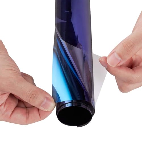 Image of WALLMATE Headlight Taillight Film Self Adhesive Smoke Film Fog Light Film Vinyl Tint Wrap Film Car&Bike Protection Film Sheet Sticker (Chameleon Purple Smoke, 12x50 Inch)