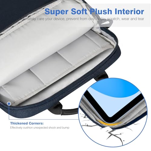 Image of Dadanism 9-11 Inch Tablet Sleeve Bag Carrying Case with Shoulder Strap for iPad (A16) 11 inch, iPad 10th Gen 10.9 inch, iPad Air M4 /Pro M5 11 inch, iPad 9 /8 /7th 10.2 inch, Galaxy Tab A11+ Plus 11 inch, Dark Blue