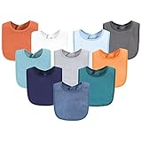 Hudson Baby Unisex Baby Drooler Bib with Waterproof Lining, Blue Orange, One Size