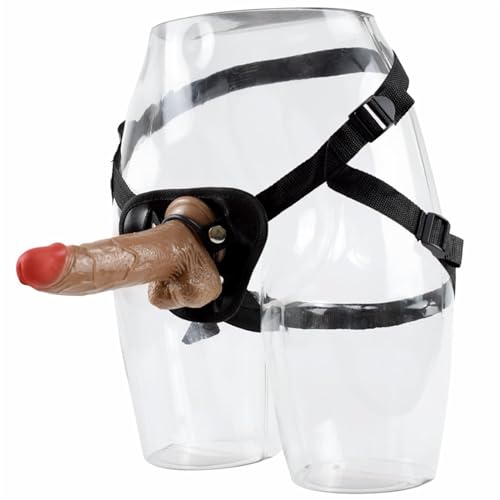 Consolador con correa de silicona, cinturón de seguridad ajustable extraíble y ventosa fuerte, tacto realista, SM y masturbación satisfactorios, juguete sexual lésbico para hombres y parejas.(Brown)