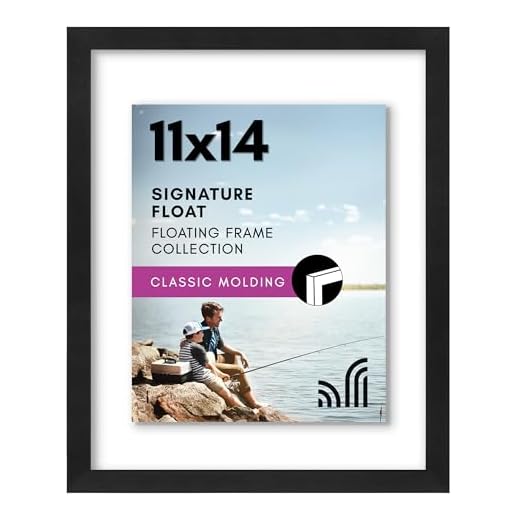 Americanflat 11x14 Floating Frame in Black with Polished Glass and Hanging Hardware Included - Also Use 8x10 or 5x7 Photos for Floating Effect - Horizontal and Vertical Formats for Wall
