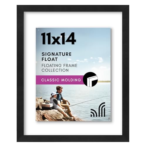 Americanflat 11x14 Floating Picture Frame with Polished Crystal-Clear Glass - Use as 8x10 Picture...