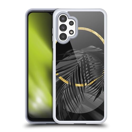 Funda de gel suave compatible con Samsung Galaxy A13 (2022) antigolpes diseño plantas negro