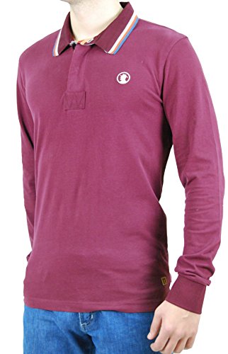 Coronel Tapiocca - Polo de Manga Larga Cuello Tricolor, Talla XL, Color Granate