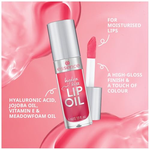 Image of Essence hydra kiss LIP OIL 03 Pink Champagne, lip oil, pink, hydrating care, high shine, comfortable feel, 4 ml (Pack of 2)