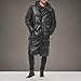 DKNY Men's Faux Leather Long Quilted Fashion Parka, Black, X-Large
