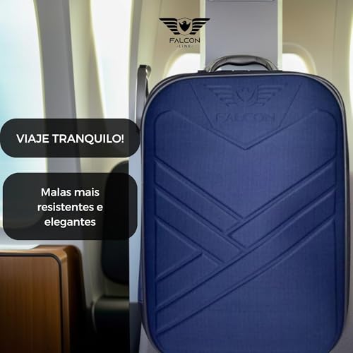 Mala de Bordo Bagagem de Mão Mala 10kg Pequena com puxador Padrão ANAC com 2 Rodas duplas Compartime