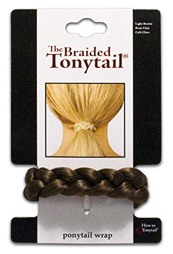 Mia Braided Tonytail Ponytail Wrap Hair Accessory, Braided Synthetic Wig Hair W/Elastic Rubber Band For Women, Teens, Office, Dance - Light Brown 1Pc #TOP5