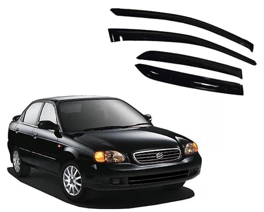 Door Visor Wind Rain Deflector Black Compatible Maruti Baleno Old Year 1999-2007 Set of 4 Pieces-image-43