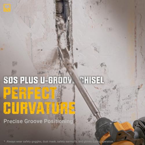 TGFTGF 3PCS SDS Plus Rotary Hammer Drill Bits and Chisel Set, SDS Plus Bits, 40Cr Alloy Steel Masonry Drill Bit Set, Point Self-Sharpening Chisel/Flat Chisel/U-Groove Chisel/for Concrete, Brick, Stone — view 2