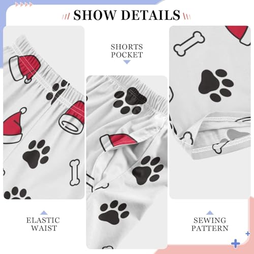 Dog Paw Christmas Hat Boys Pants for Kids Jogger Pants with Pockets S-XL4