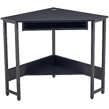 Corner Computer Desk,Small Corner Desk,Triangle Computer Desk,Corner Desk with Keyboard Tray, Office Desks Workstation Gaming Desk for Home Office Black