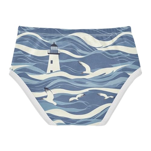 ZZKKO Sea Waves Seagull Lighthouse Girls Underwear Toddler Panties for Girls Comfort Brief Size 2-8T2