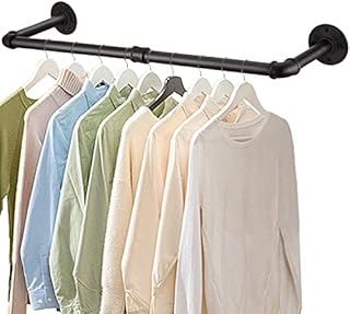 HOMGEN Clothes Rail Wall Mounted, Popular 80cm Clothes Rail Tube Detachable Clothes Rail Tube Industrial Wall Mounted Clothes Rail Decorating industrial Pipe Clothes Bar Rack Perfect for Home