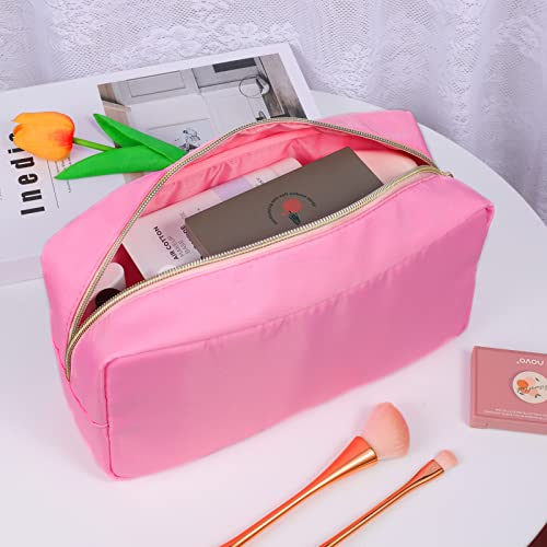 Nylon Makeup Bag Large Makeup Pouch Nylon Zipper Pouch Pink Cosmetic Bag Diy Chenille Letter Bag Stuff Bag Travel Makeup Bag Portable Waterproof Toiletry Bag #TOP5