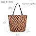 Daily Canvas Extra Large Shoulder Tote Bag,Fashion Black Tiger Stripes Orange Durable Weekender Top Handle Zipper Bag for Gym Picnic Yoga Beach Travel Kitchen Market Grocery Shopping