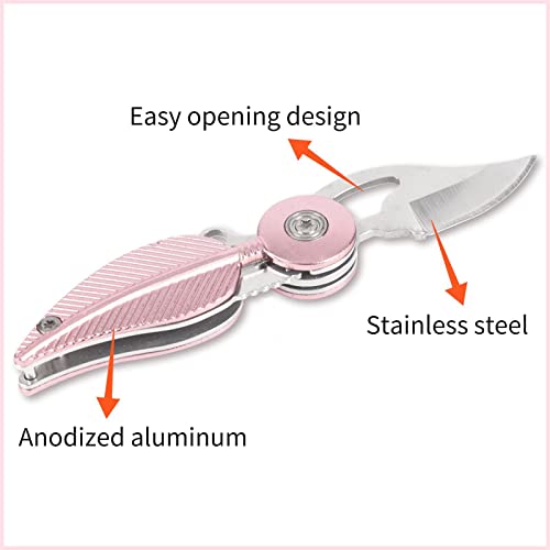 Pocket Knives & Folding Knives,Small Pocket Knife,Mini Pocket Knife for Women with Chain,Edc Knife,Cool Knives,Cool Gadgets,Cute Key Accessories(Pink) - Image 4
